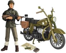 WW2 sotilasmoottoripyörä ja toimintariguuri 30,5cm