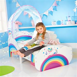 Yksisarvinen ja sateenkaari Juniorsänky, katos + säilytystila-4